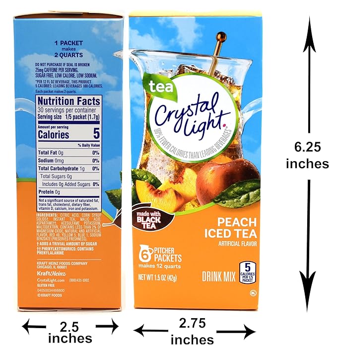 Crystal Light Peach Iced Tea Drink Mix 12-Quart Canister (Pack of 7)