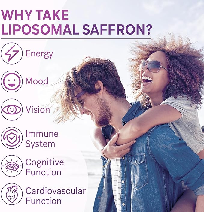 Liposomal Saffron Supplements 88.5 mg Maximum Absorption 100% Pure Saffron Extract Capsules for Mood Energy Vision &amp Focus - 60 Vegan Capsules