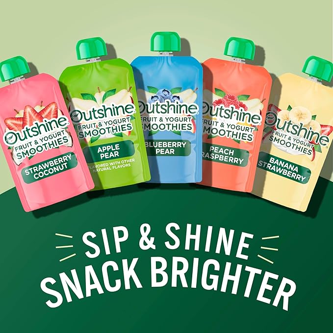 Outshine Fruit &amp Yogurt Smoothie Blueberry Pear 24-Pack of 3.5oz Fruit &amp Yogurt Pouches
