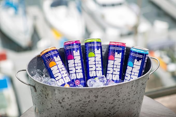 Sunshine Sparkling Energy Drink Clementine Twist with Daily Essential Vitamins 360mg of Electrolytes 70mg of Natural Caffeine 12 Fl Oz (Pack of 12)