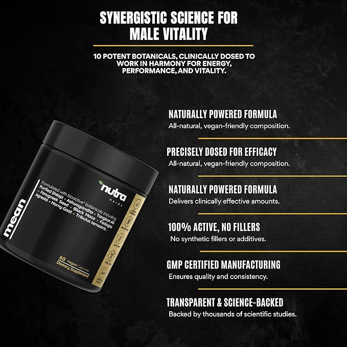 Men's Testosterone Support–10-in-1 Horny Goat Weed with Tongkat Ali Ashwagandha Shilajit Maca Fadogia Agrestis Tribulus &amp More – Energy Vitality &amp Libido Support – 60 Vegan Capsules
