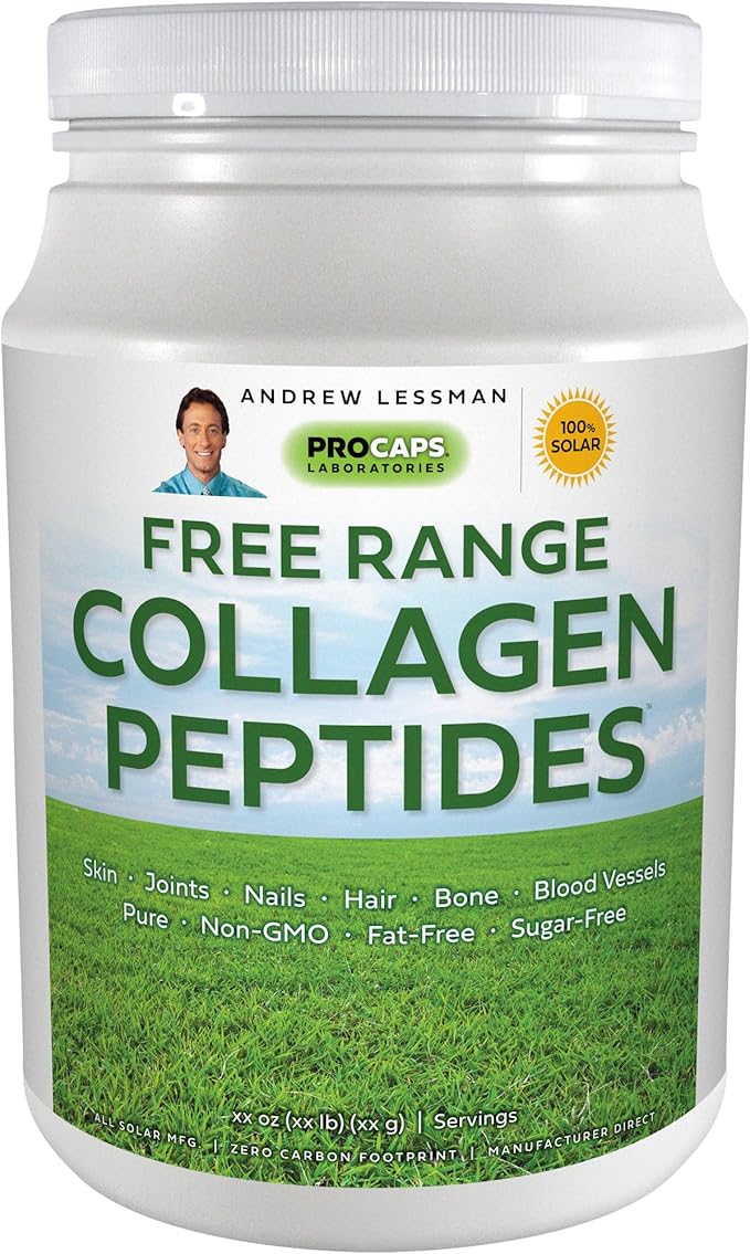 ANDREW LESSMAN Free Range Collagen Peptides Powder 30 Servings - Supports Smooth Soft Skin Comfortable Joints. Pure. Super Soluble. Unflavored. No Sugar. No Additives.