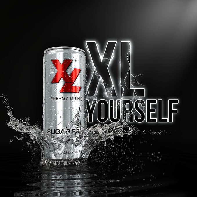 XL Energy Drinks Sugar Free Energy Drink 24 Pack with Caffeine plus Taurine &amp B Vitamins - Zero Sugar Energy Drinks - Low Calories Keto Friendly Drink - Sugarfree Drink 250 ml (8.4 Oz) Diet Energy