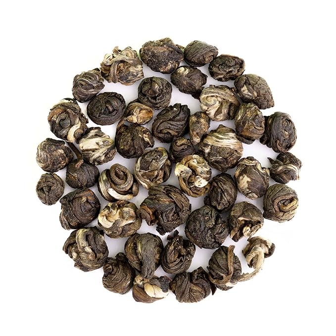 Heavenly Tea Leaves Organic Jasmine Pearl Green Tea 1 lb Bulk Loose Leaf (Approx. 200 Servings) – Hand-Rolled Green Tea Scented with Jasmine Blossoms USDA Organic OU Kosher Premium Quality