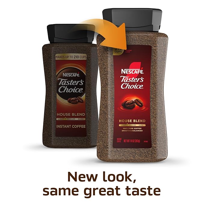 NESCAFÉ Taster's Choice Instant Coffee Light Medium Roast Coffee House Blend 2 Jars (14 Oz Each)