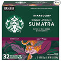 Starbucks Coffee K-Cup Pods Sumatra Single-Origin Coffee Dark Roast Ground Coffee Keurig Genuine K-Cup Pods 32 Count (Pack of 4)