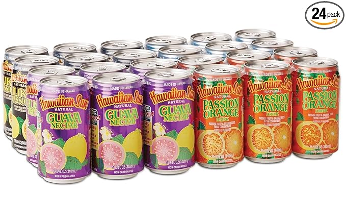 Hawaiian Sun Tropical Fruit Drinks 11.5 fl oz Cans (Variety Pack 24 Cans)