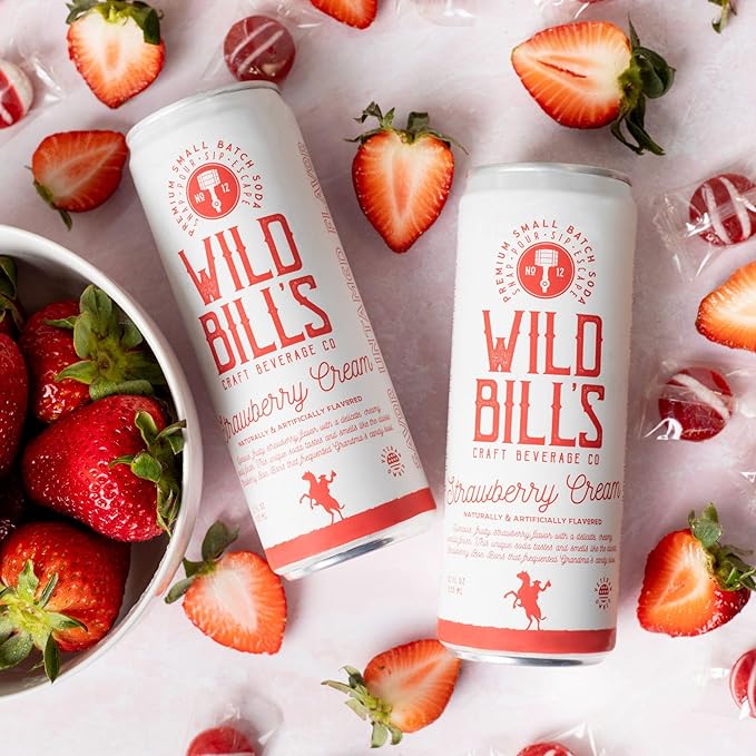 Wild Bill's Craft Soda Soft Drinks Cream Variety Pack Vanilla &amp Orange Cream Strawberry Root Beer Pure Cane Sugar Caffeine Free NO High Fructose Corn Syrup Gluten Free 12 Pack
