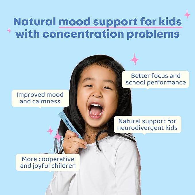 JoySpring Mood Magic for Kids – Natural Mood Support Pixie Sticks Candy with Saffron Extract Magnesium Citrate &amp Vitamin D3 | Sugar-Free Powder Drink or Candy | 25 Servings | 4+ Years (Pack of 2)