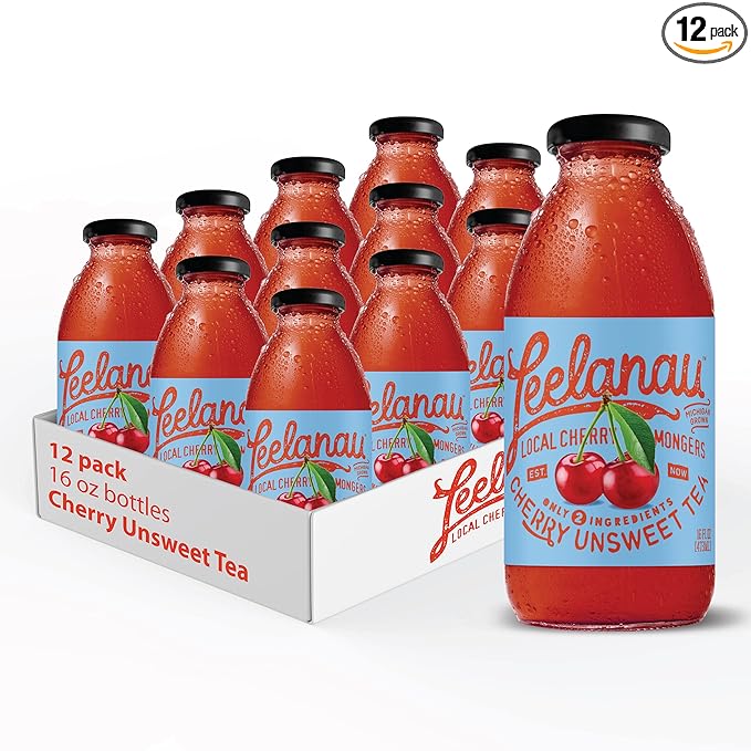 Leelanau Cherry Unsweet Iced Tea 16 fl oz (Pack of 12)
