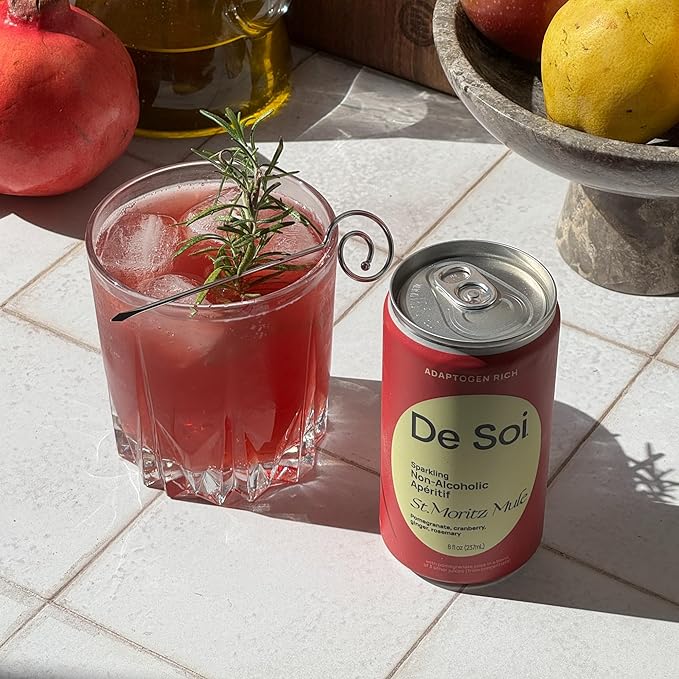 De Soi St. Moritz Mule Mocktails NA Drinks 8 fl oz (12-pack) - Adaptogen Drink Sparkling Drink with Calming Botanicals Mocktail Drinks Gluten Free No Artificial Flavors