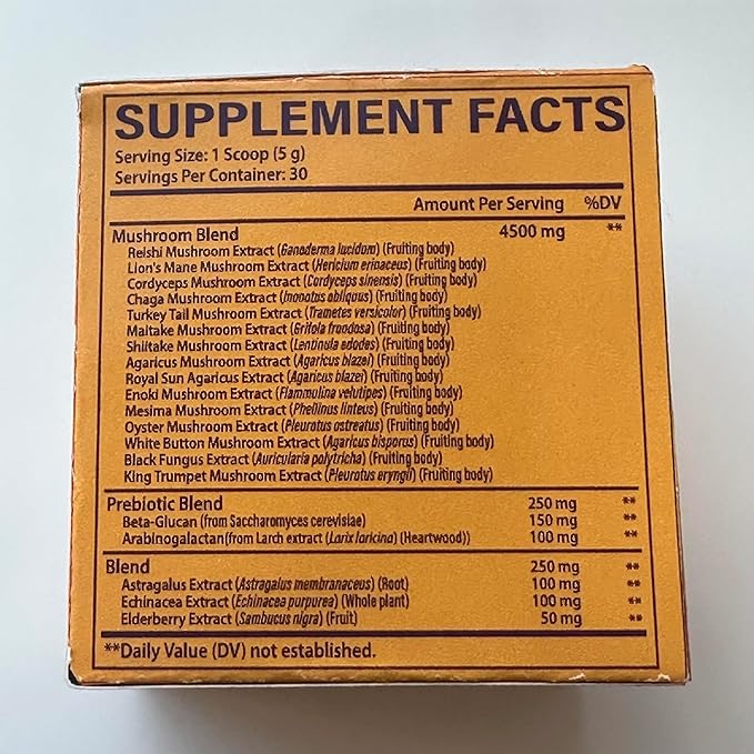 Mushroom Powder | for Mushroom Coffee 20-in-1 Mushroom Complex with Lions Mane Powder Reishi Cordyceps Turkey Tail &amp Herbs Brain Supplements for Memory and Focus Energy Immunity - 5.3oz