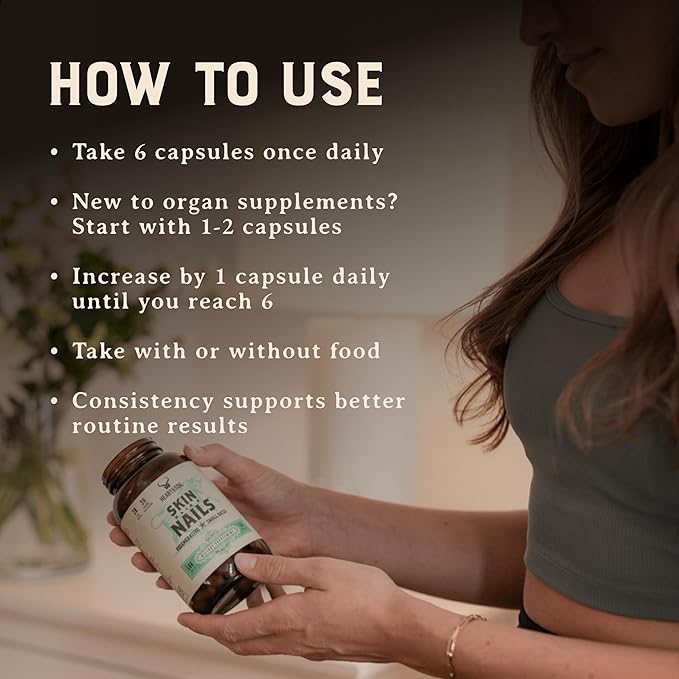 HEART &amp SOIL – 100% Grass Fed &amp Finished Beef Organs from Regenerative Cattle with Liver Heart Kidney Pancreas &amp Spleen – 3000mg Beef Organ Supplement for Women &amp Men – Glass Bottle