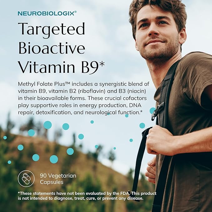 Neurobiologix Methyl Folate Plus Advanced Blend of L-5 Methylfolate Folinic Acid &amp B Vitamins Supports Healthy Methylation Brain &amp Heart Function for Men &amp Women Gluten Free 90 Capsu