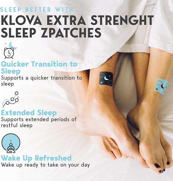 Klova Extra Strength Sleep Patches for Adults | Natural Sleep Aid with 6mg Melatonin Valerian &amp L-Theanine | Non-Habit-Forming Deep Sleep Support for Men &amp Women | 28 Patches
