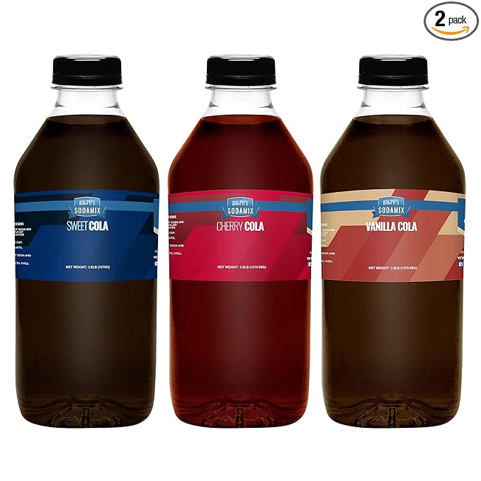 Ralph's 32oz Cane Sugar Sparkling Water Soda Maker Flavors Pack | Cola | Cherry Cola | Vanilla Cola | 3 Pack | Sodamix