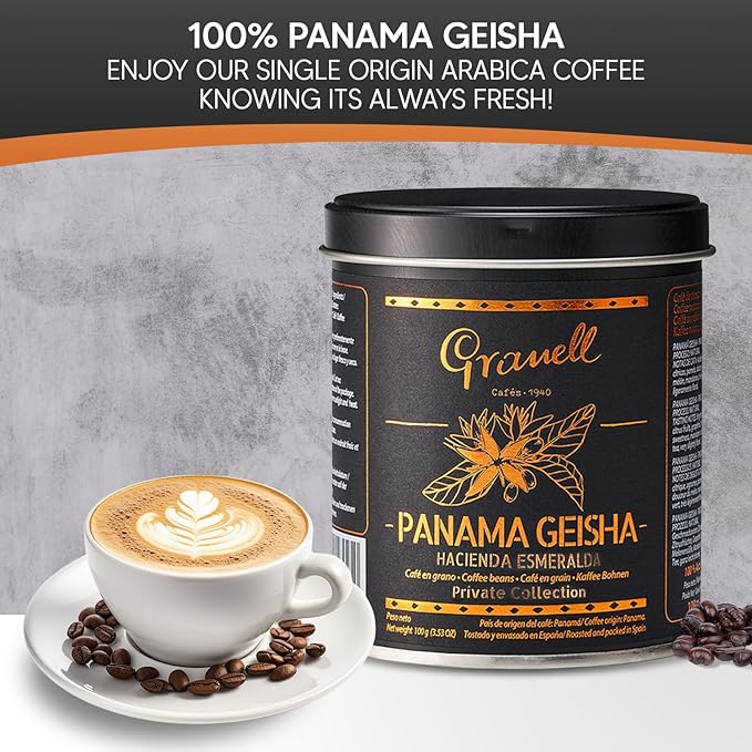 Panama Geisha Coffee Beans: Cafés Granell Hacienda Esmeralda Whole Bean Coffee Medium Roast Premium Low Acid Panama Coffee from Arabica Coffee Beans Gourmet Coffee Lover Gifts for Men &amp Women 3.