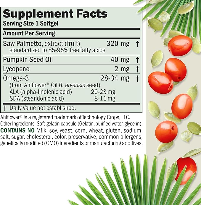 ANDREW LESSMAN Prostate Support Supplement for Men's Health 180 Softgels No Additives - Saw Palmetto for Men Pumpkin Seed Oil Lycopene Omega-3 for Prostate Health Urinary Bladder Function