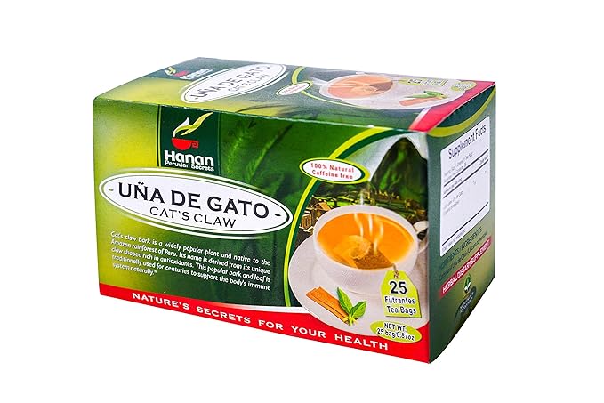Hanan Peruvian Secrets Una De Gato Herbal Tea | 100% Natural Cat’s Claw Bark | 25 Tea Bags | Naturally Aids in Supporting a Healthy Immune System - 3 Pack