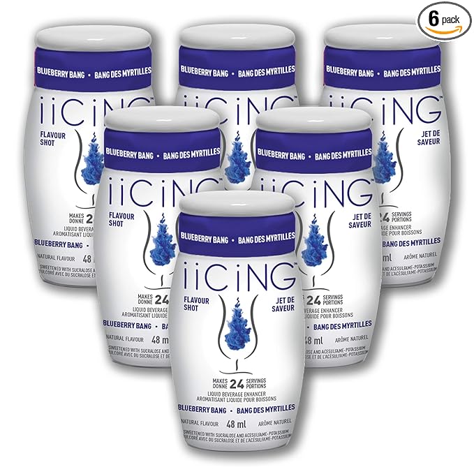 iiCiNG Flavour Shot – Blueberry Bang – All Natural flavours | Zero Calories | 1 bottle | 48ml | 24 servings | You’re in control of your own flavour |All you need to do is squirt | 6 pack