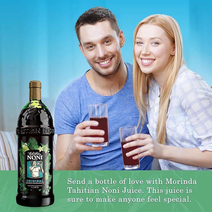Tahitian Noni Juice by Morinda – Original Pure Noni Fruit Blend with Blueberry Grape Extracts – Healthy Superfood Vitality Daily Wellness Drink – 4 Pack of 1L Bottle