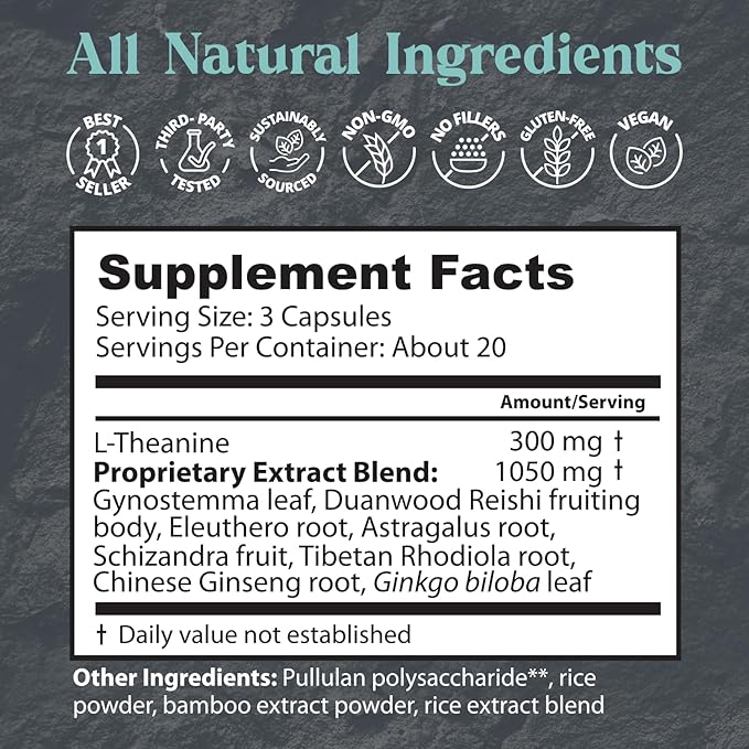 Dragon Herbs - Tao in a Bottle Capsules | Herbal Formula Supplement to Support Stress Mood Focus Adaptability (60 Capsules 450 mg Each)