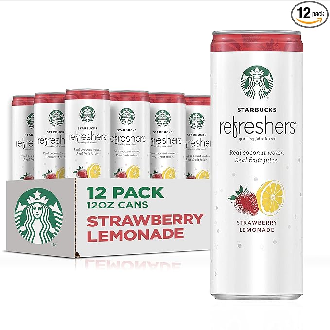 Starbucks Refreshers with Coconut Water Strawberry Lemonade 12 fl Oz. Cans (12 Pack)
