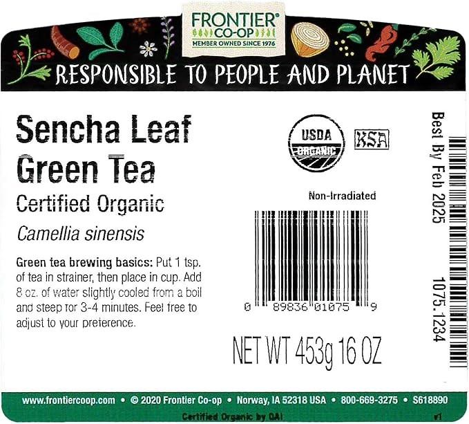 Frontier Herb Green Sencha Leaf Tea 1 Pound