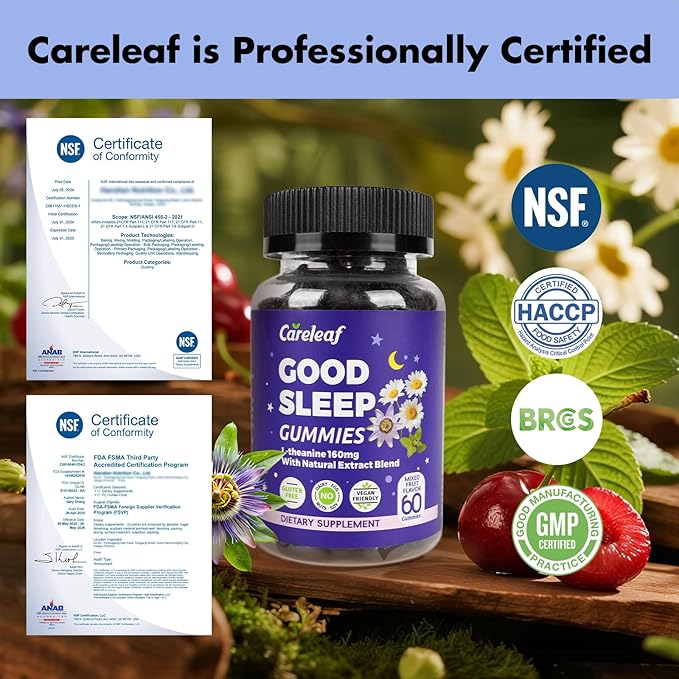 Sleep Gummies No Melatonin - Kids Sleep Gummies with L-Theanine Magnesium &amp Herbal Blend 60 Vegan Sleep aids for Adults Reduces Nighttime Overthinking