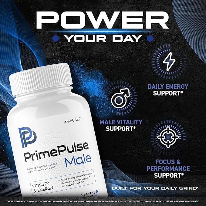 (3 Pack) Prime Pulse Male Pills – Advanced PrimePulse Capsules Formula Supplement Support Maximum Strength PrimePulse All Natural Vitamins Health and Wellness Reviews 180 Capsules for 3 Months