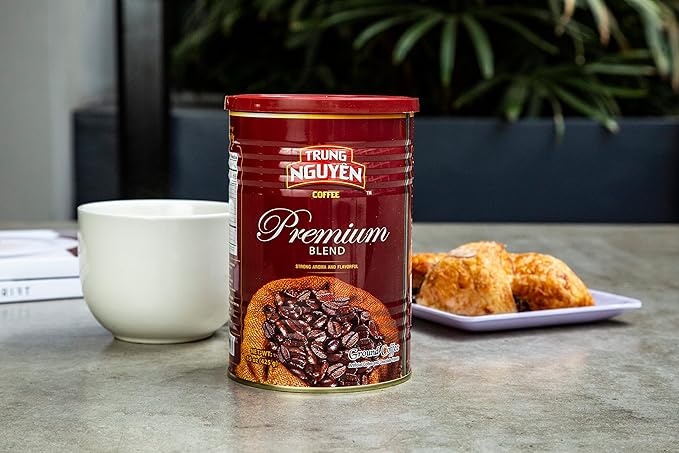 Trung Nguyen — Premium Blend — Roasted Ground Coffee Blend — Strong and Bold — Arabica &amp Robusta — Chocolate Flavor — Vietnamese Coffee 15 oz Can (Pack of 2)