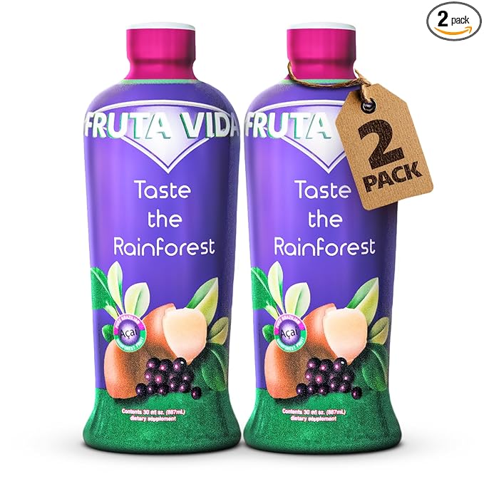 Fruta Vida – 2 Pack of 30 oz Bottles – Acai – Yerba Mate – Cupuacu Juice – by Pro Image International