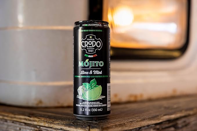 Fonti Di Crodo Mojito Italian Sparkling Beverage with Lime &amp Mint 11.2 Oz. Cans (Pack of 24)