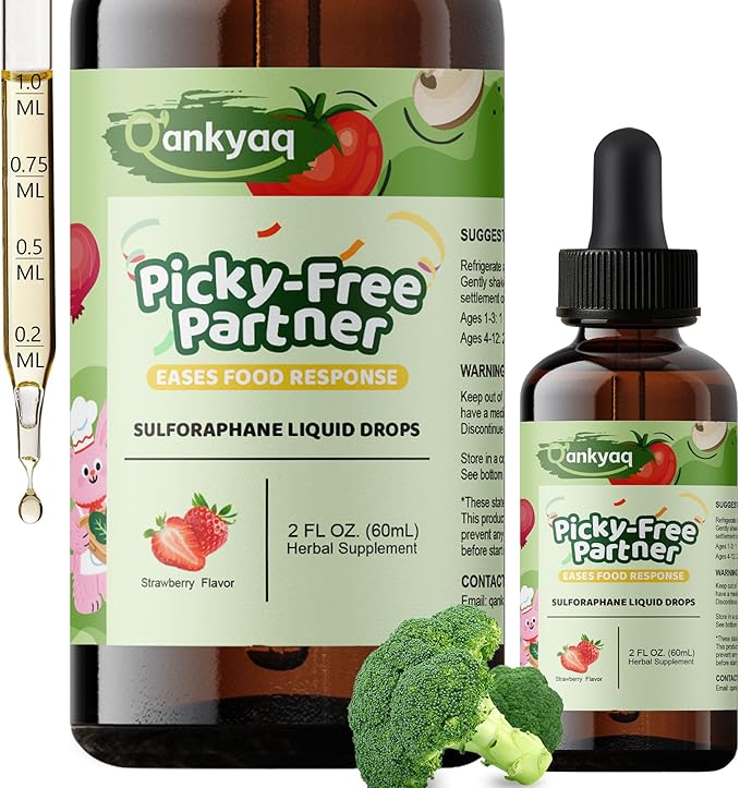 Kids Sulforaphane Supplement Broccoli Sprout Extract Liquid Kids Appetite Booster ( ages 1+) &amp Vegetable Nutrition Gap in Picky Eaters Veggie Supplements with Strawberry Flavor - No Sugar Veg