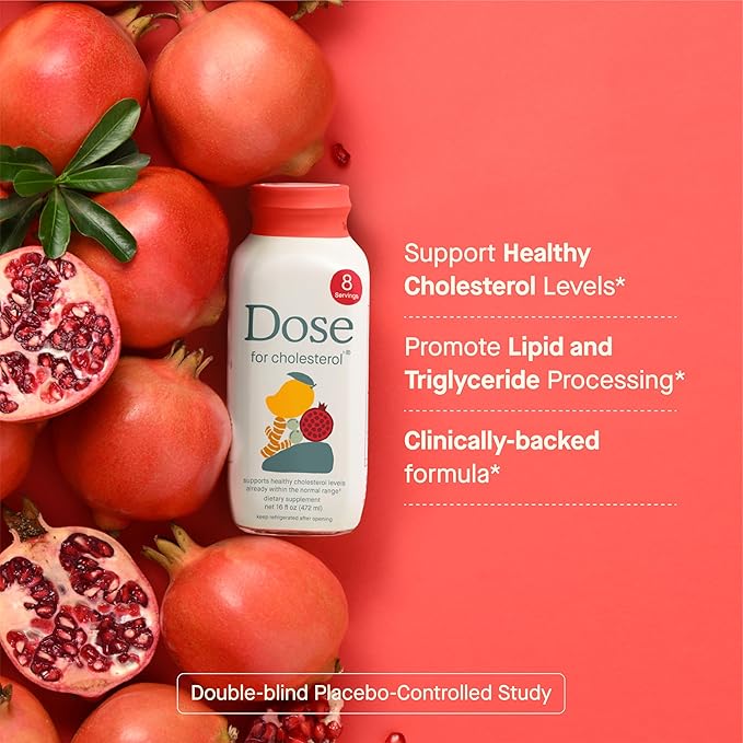 DOSE for Cholesterol Supplements Maintain Healthy Cholesterol Levels and Supports Cardiovascular Health Gluten-Free Vegan Zero Sugar 16oz Bottle 6 Pack (6 Week Supply)