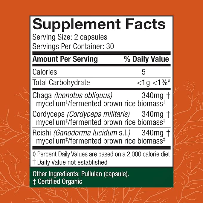 Host Defense Breathe* Capsules - Immune &amp Respiratory Support Mushroom Supplement - Herbal Lung Health Supplement with Chaga Reishi &amp Cordyceps - 60 Capsules (30 Servings)*
