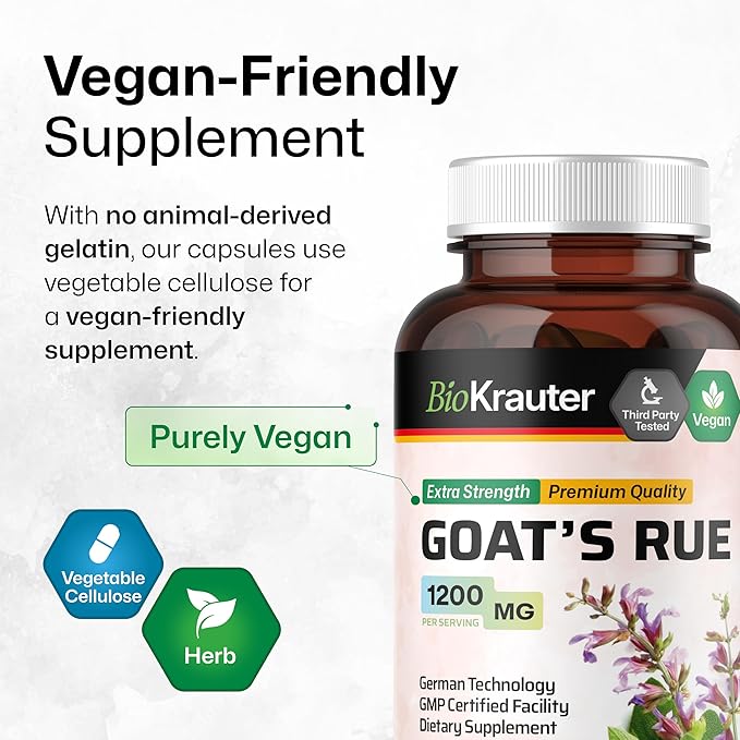 BIO KRAUTER® Goats Rue for Breastfeeding - Pure Vegan Lactation Supplement - Goat’s Rue 100 Capsules 1200 mg per Serving - Natural Supplements for Women - No Fillers Non-GMO 25-Day Supply