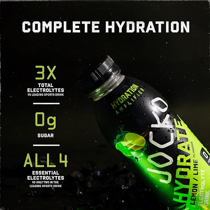 Jocko Fuel Hydrate Electrolyte Drinks - Sports Drink Hydration Amplifier Thirst Quencher - Scientifically Formulated Electrolyte Blend Blue Raspberry 16 Oz (12 Pack)