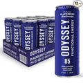 Odyssey Functional Energy Drink for Focus Cognition &amp Mood Support 12 Pack - Adaptogenic Drink with 85mg Green Tea Caffeine Lions Mane Cordyceps L-Theanine &amp Ginseng Sparkling Blackberry