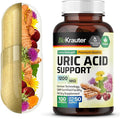 BIO KRAUTER® 7-in-1 Uric Acid Support Supplement with Tart Cherry Dandelion Root Cranberry &amp Celery Seed – Herbal Kidney Support with Milk Thistle &amp Turmeric 1200 mg 100 Capsules 50-Day Su