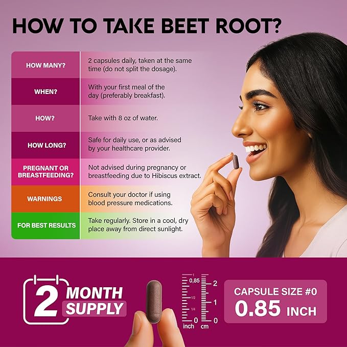 Beet Root 5-in-1 Complex Capsules - Healthy Blood Pressure Support Supplement** for Heart &amp Circulation Support - Olive Leaf Hawthorn Berry &amp Hibiscus - for Men &amp Women - Made in USA 120