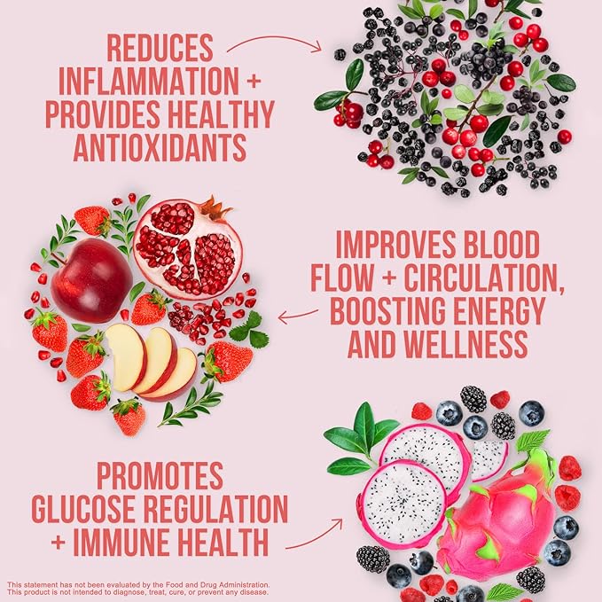 NAKED Reds Superfood Powder - Healthy Energizing Polyphenol Fruit Powder Mix No Fillers No Additives Vegan Non-GMO Gluten Free - 28 Servings