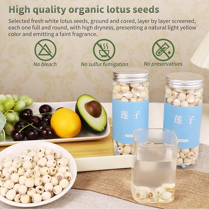 Lotus Seeds Dried Lotus Seed White Lotus Seeds Lian zi Natural Herbal Tea Cooking Porridge and Soup Raw Material 莲子 白莲子 煲汤煮粥 14.1oz/400g