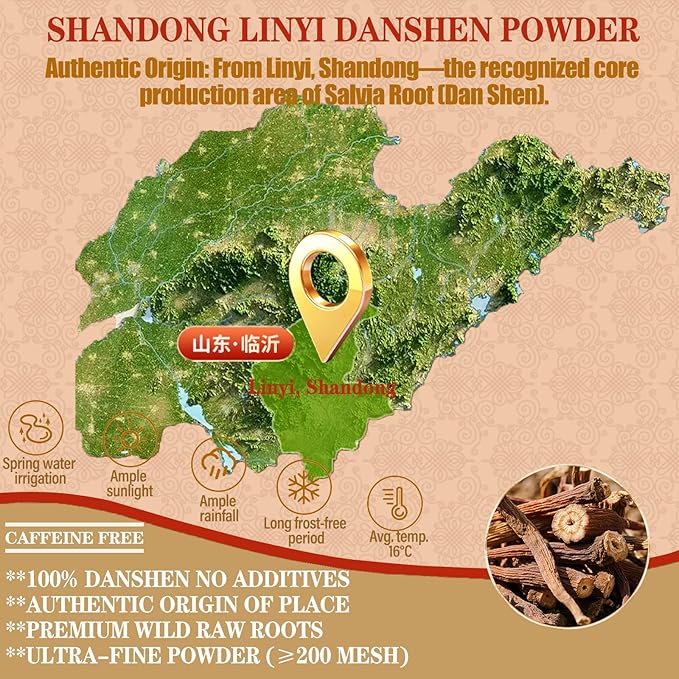 100% Pure Dan Shen Powder 300g/10.58oz Salvia Miltiorrhiza Red Sage Root Powder Geo-authentic Chinese Herbs 200 Mesh Ultra-fine for Tea &amp Soup No Additives Vegan Caffeine Free 丹参粉 丹参