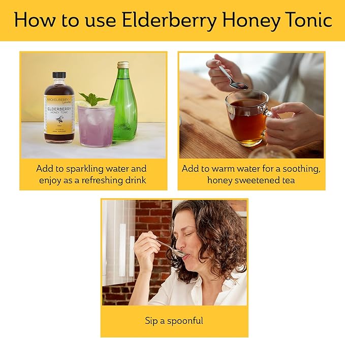 Mickelberry Gardens Elderberry Honey Tonic Sambucus Syrup Black Elderberry - Immune Support for Adults and Kids (8 Ounces)