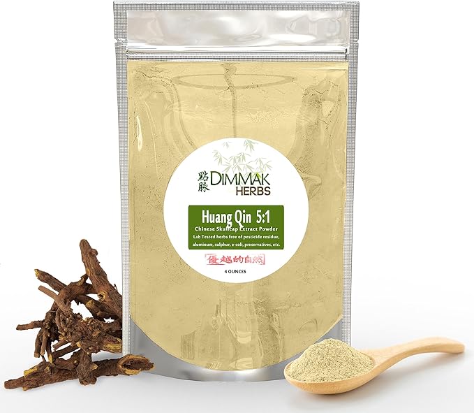 Dimmak Herbs Organic Scutellaria Baicalensis Extract 5:1 (Chinese Skullcap) Potent Huang Qin for Immune Defense Inflammation Support &amp Lung Health- Doctor Verified (4oz)