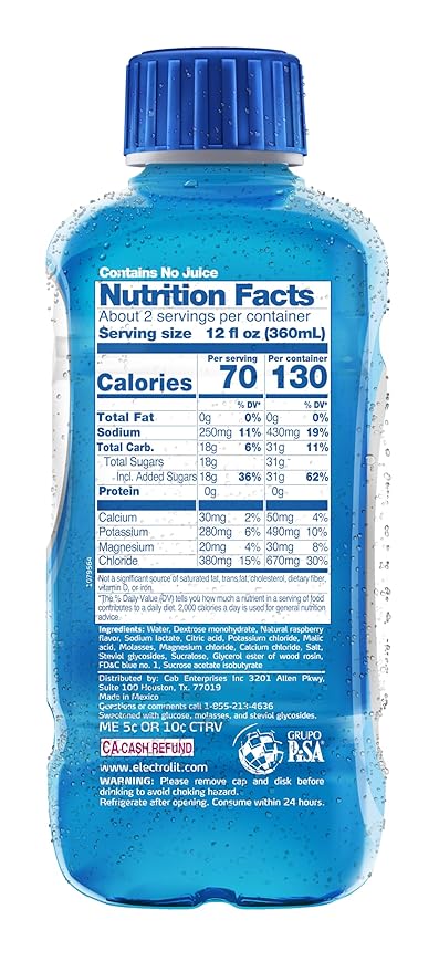Electrolit Electrolyte Beverage Blue Raspberry 21 Fl Oz bottle (Pack of 12)