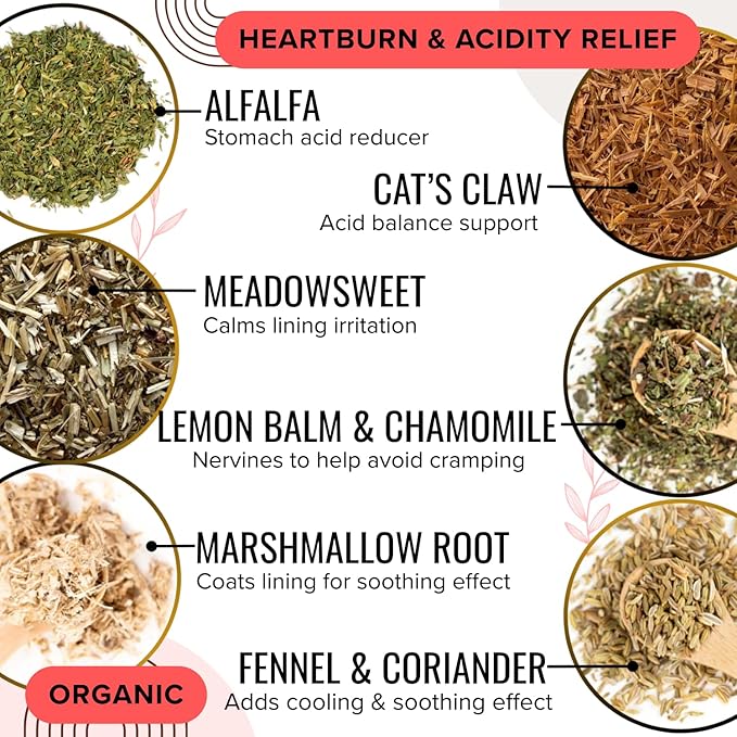 Acid Reflux Tea - Reduces Abdominal Inflammation Heartburn and Acid Reflux formulated by Master Herbalist Khabir- Organic Non-GMO no addatives