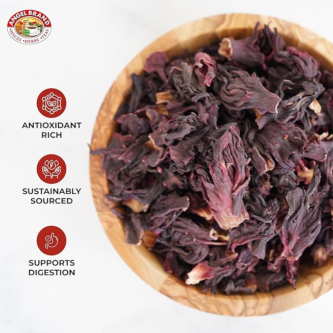 Angel Brand Dried Sorrel Hibiscus Flowers 1.5 lbs Pouch - Discover Rich Flavor &amp Aroma of Healthful Delights with Hibiscus Tea Loose Leaf - Enjoy Refreshing &amp Nutritious Beverages to Elevate