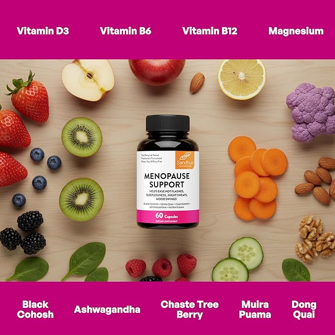 Complete Menopause Support Supplement For Women | With Ashwagandha Black Cohosh Dong Quai &amp Muira Puama | Helps Easing Hot Flashes Night Sweats Mood Swings Hormone Balance &amp Harmony | 180 Ca